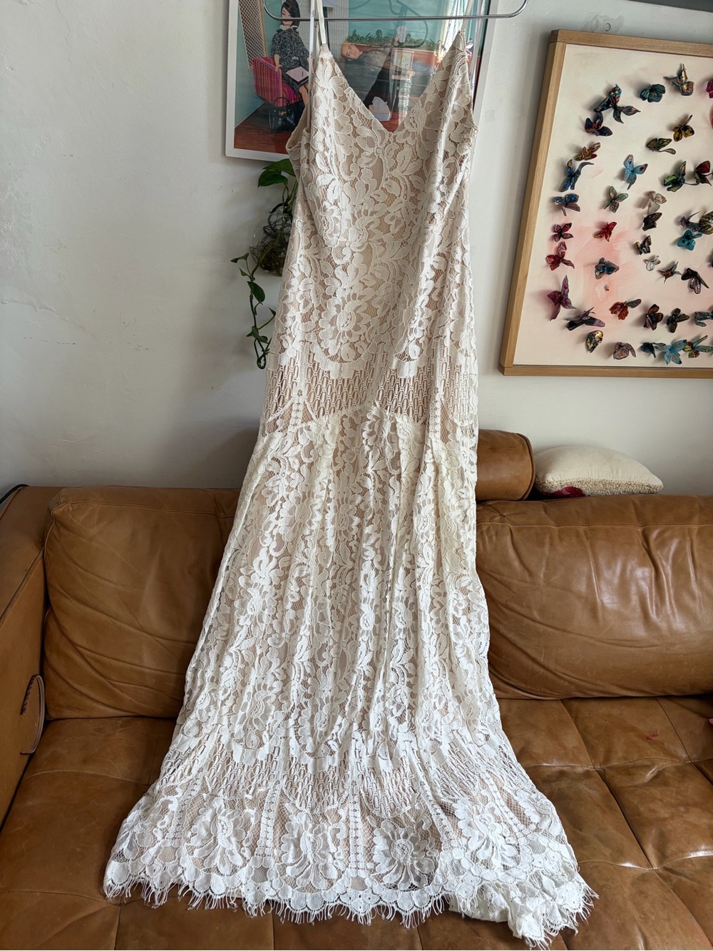 lulus ivory white lace mermaid bridal maxi dress size large